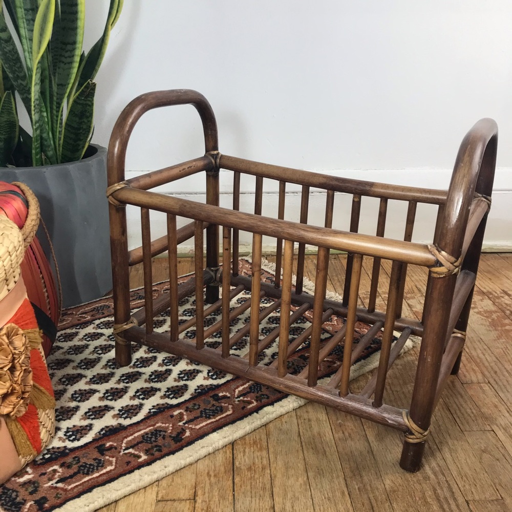 Rattan magazine rack